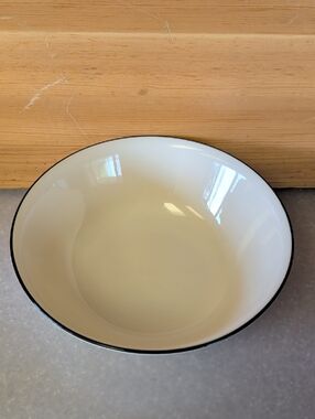 Corelle, Classic Cream Ceramic Bowl with Black Rim